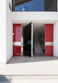 Lacquered Glass Entry Door Pivot Safety