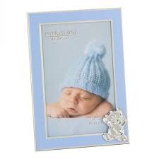 Baby Frame With Bear Icon Blue