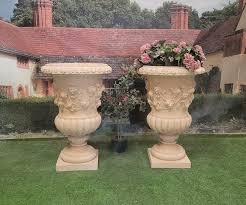 Pair Of Vine Urns Stone Garden