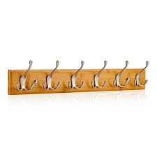 6 Hook Coat Rack In Natural Bamboo By