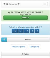 Quiz On Solving First Degree Equations