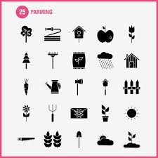 Nature Farming Solid Glyph Icon Pack