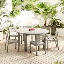 Portside Outdoor Concrete 60 In Round Dining Table Weathered Gray West Elm