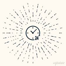Grey Clock 24 Hours Icon Isolated On