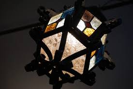 Lantern Chandelier With Stained Glass