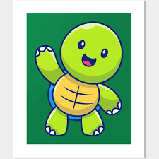 Cute Turtle Waving Hand Cartoon