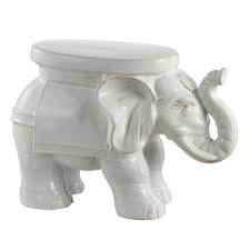 White Elephant Ceramic Garden Stool