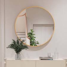 Gold Round Wall Mirror Metal Framed