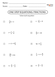 One Step Equations Worksheets Math Monks