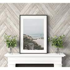 Herringbone Wood Whitewash Vinyl L