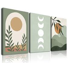 Astrdecor Sage Green Boho Wall Art Set