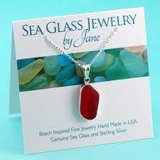 Chunky Red Sea Glass Necklace Bezel Set