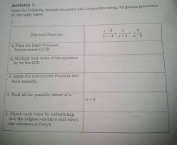 Answered Activity 1 Solve The