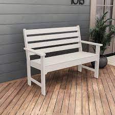 Polywood Grant Park Bench In White Outdoor Furniture Size 48