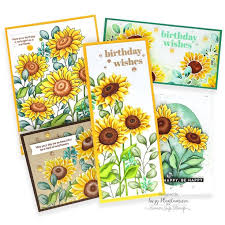 One Stamp Five Ways Sunflower Garden