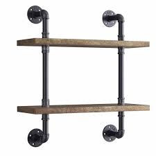 Newport 24in Brown 2 Tier Pipe Shelf