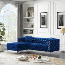 Velvet L Shaped Sectional Sofa