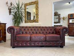 Vintage Chesterfield Sofa In Leather