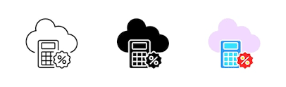 Calculator With Cloud Line Icon Algebra