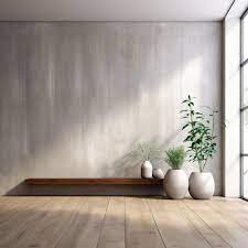 Concrete Wall And Natural Wood Paneling 3d