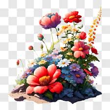 Colorful Flowers In Full Bloom Png