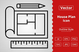 Vector House Plan Outline Icon Design