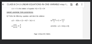 Linear Equations In One Variable May 1
