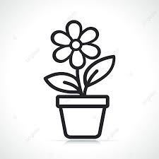 Potted Flower Thin Line Icon Thin