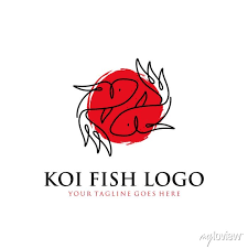 Japanese Koi Fish Logo With Line Art