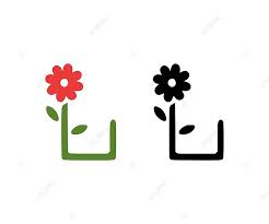 Letter L And Red Flower Doodle Icon Eco