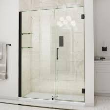 Dreamline Shdr 20557210s 09 Unidoor 55 56 In W X 72 In H Frameless Hinged Shower Door With Shelves Satin Black