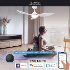 Carro Daisy 45 In Led Indoor Outdoor White Smart Ceiling Fan Dimmable Light And Remote Works With Alexa Google Home Siri