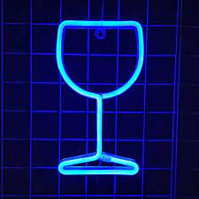 Sign Blue Wine Glass Light Led Fruugo Uk