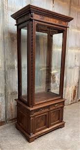 Walnut Display Cabinet With Glass Doors