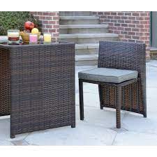 Urban Home Cape Town 3 Piece Pe Wicker Bistro Steel Cushions Outdoor Dining Set Mahogany Brown Grey