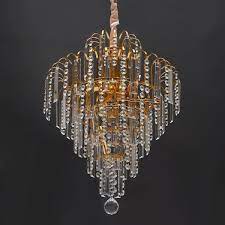 Oukaning 6 Layer 4 Light 16 In Crystal Deluxe Gold Raindrop Modern Contemporary Led Dry Rated Chandelier Hg Hjcxx 3628