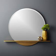Perch Round Mirror With Shelf 36
