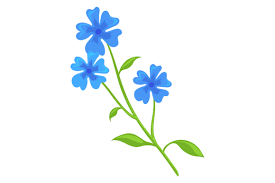 Blue Flowers Branch Flax Icon Cartoon