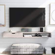 Eponine 60 In White Oak Wall Mounted Tv Console