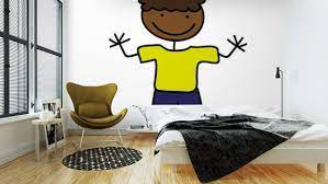 Wall Mural Cute Kid Drawing Isolated