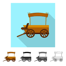 Wild West Wagon Isolated Cartoon Icon