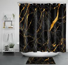 Marble Shower Curtain Black Gold