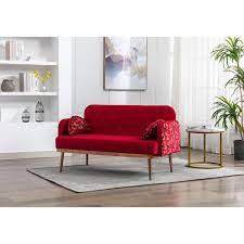 Red Sofa For Accent Loveseat Tufted