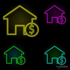 House Neon Color Set Icon Simple