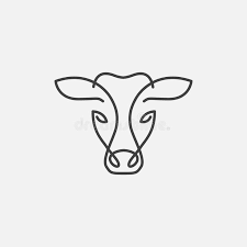 Cow Head Linear Logo Design Vector