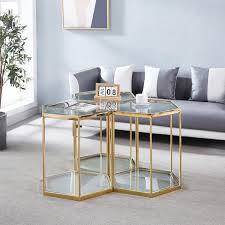 Gold Hexagon Glass Coffee Table