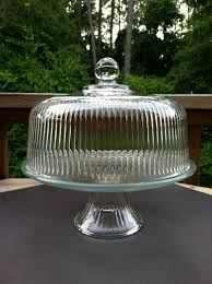 Vintage Glass Pedestal Cake Stand With