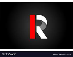 Red White Black R Alphabet Letter Logo