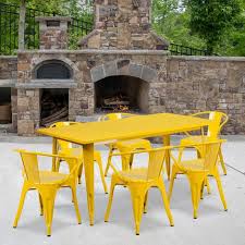 Yellow Metal Rectangular Table Set