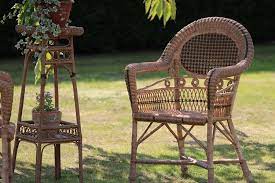 Wicker Chairs And Matching Plant Stand